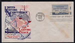 US 928 United Nations Fleetwood Knapp U/A FDC