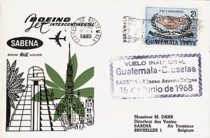 SABENA First Flight Cover FFC Guatemala to Belgium Bruxelles