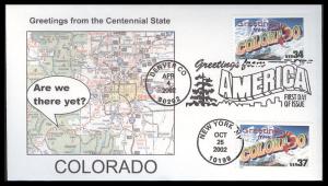 #3701 Greetings From Colorado Dual Southport FDC