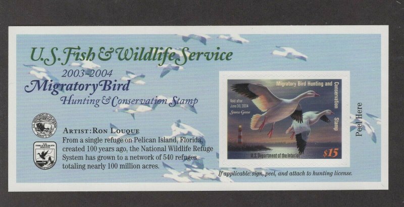 RW70A Federal Duck Stamp. Self Adhesive Single . MNH. OG  #02 RW70A