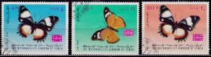 Yemen, 1968, Butterflies, used with gum