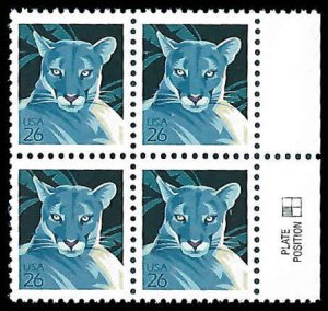 PCBstamps   US #4137 Block $1.04(4x26c)Wildlife-Florida Panther, MNH, (3)