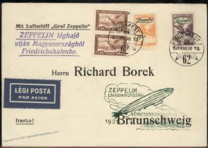 Hungary 1931 Graf Zeppelin 2p Flown Si103c Cover Debrecen 100815