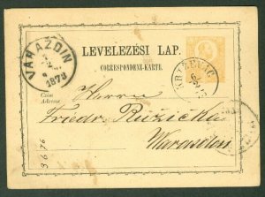 HUNGARY TOWN CANCEL on 1871 2kr POSTAL CARD - KRIZEVAC