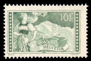 Switzerland #185 Cat$625, 1930 10fr gray green, never hinged