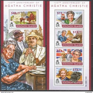 2015 Solomon Islands Agatha Christie Famous People Writers #3267-71 1Kb+1Bls444