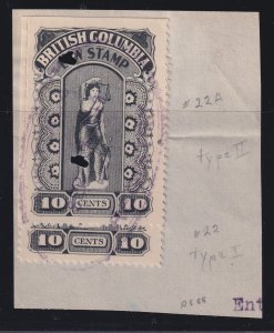 Canada Revenue (British Columbia), van Dam BCL22a, used on piec, Perf x Roulette