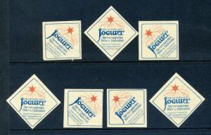 7 VINTAGE EUROPEAN  CHEMICAL POSTER STAMPS FRANCE  (L862) DR HUSSMANN JOGURT