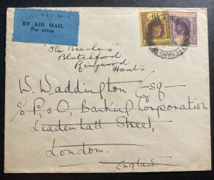 1934 Penang Straits Settlements Airmail Cover To London England