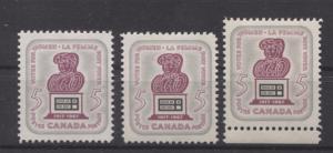 Canada #470 5c Grey and Rose Lilac Suffrage 3 Different Papers/Shades VF-80 NH