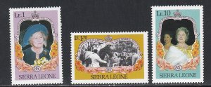 Sierra Leone, 690-692, Queen Mothers 85th Birthday, Mint Hinged. 1/3 Cat.