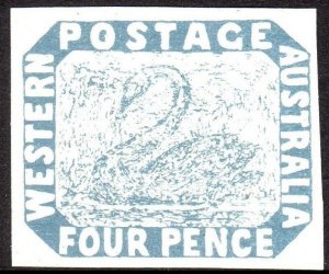 1854, Western Australia, Swan, MNG, Sc 3, Reprint