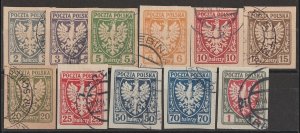 POLAND 1919 Western Galicia Arms set 2h-1Kr imperf.  