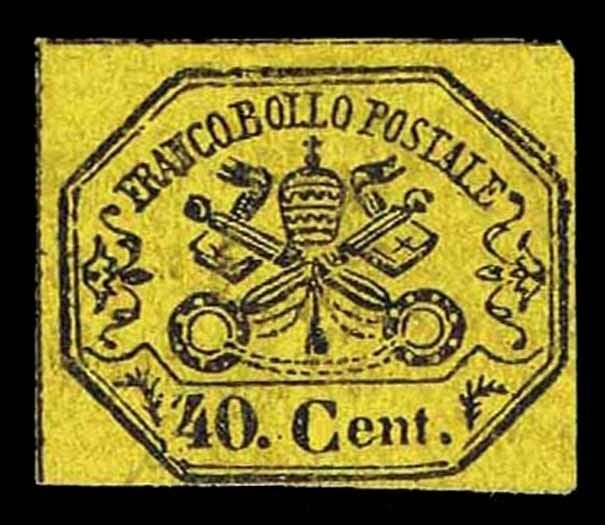 1867 ITALY ROMAN STATES #17 IMPERFORATE - OGHR - F/VF - CV $225.00 (ESP#1290)