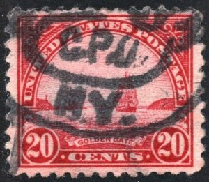 SC#567 20¢ Golden Gate Single (1923) Used