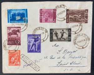 1939 Bucarest Romania Cover To St Cloud France Sport Federation Foundation UFSR