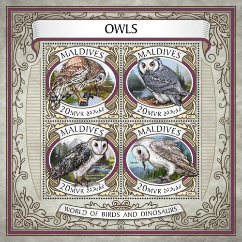 MALDIVES - 2017 - Wildlife of the World : Owls - Perf 4v Sheet - MNH