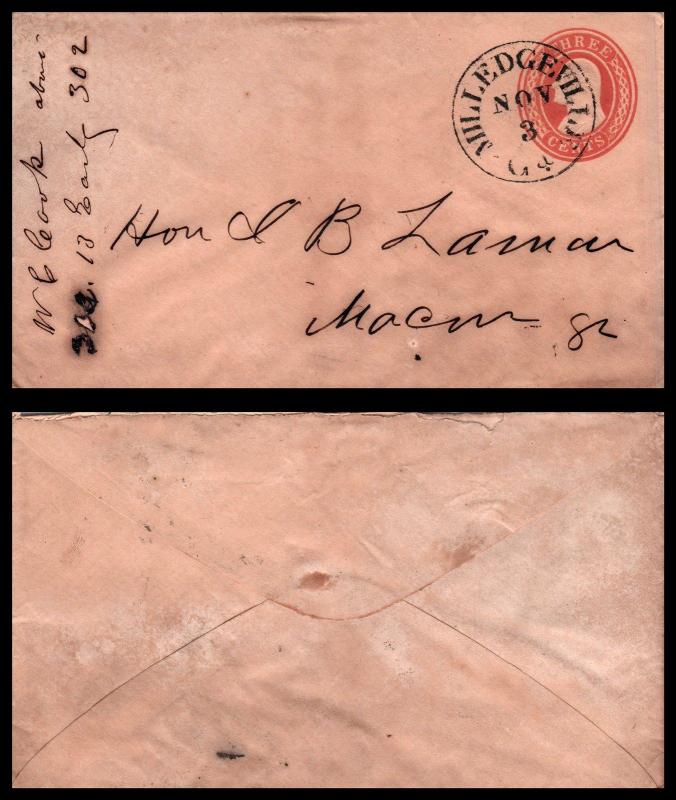 Goldpath: US cover 1858, MILLEDGEVILLE, GA. SC# U10   _CV27_P1