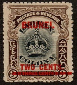 Brunei  #2, Mint LH, CV $7.00; some short perfs along left edge