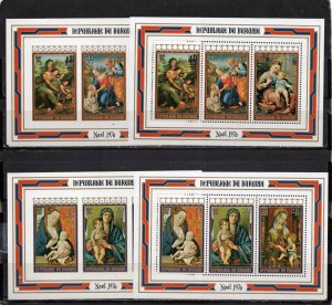 BURUNDI 1976 CHRISTMAS PAINTINGS 4 S/S PERF. & IMPERF.  MNH