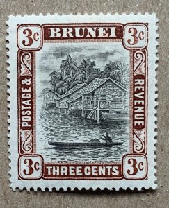 Brunei 1907 3c grey-black and chocolate. Scott 17, CV $12.50.  SG 25