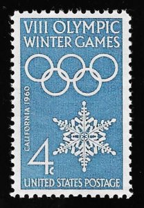 1146 4 cents Winter Olympics, Squaw Valley Stamp mint OG NH EGRADED SUPERB 98 XX