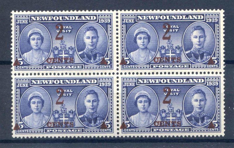 Newfoundland 2c on 5c Deep Ultramarine SG273 mounted Mint Block 4