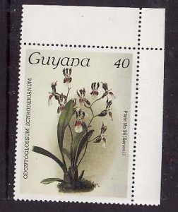 Guyana-Sc#1164a- id9-unused NH 40c-Flowers-Orchids-wmk Lotus Bud Multiple-1985-