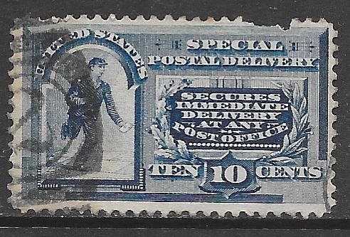 USA E2: 10c Messenger Running, no line, used, F-VF, tear