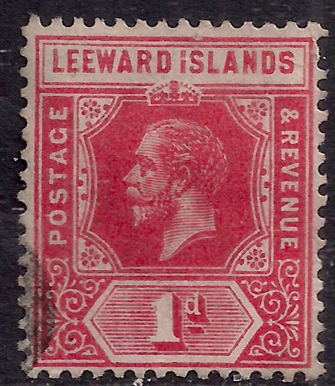 Leeward Islands 1912 - 22 KGV 1d Red used Die 1 SG 48 ( G1226 ) 