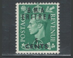 Great Britain Offices Eritrea 1948 Surcharge 5c on 1/2p Scott # 1 MH