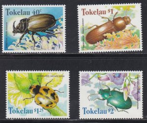 Tokelau # 255-258 & 259, Beetles, Set & Souvenir Sheet,  NH, 1/2 Cat