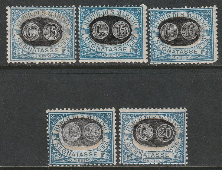 San Marino Sc J37-J40,J42 postage due partial set MH