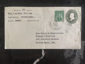 1929 Samar Philippines US Occupation Uprated Cover To Boston Ma USA