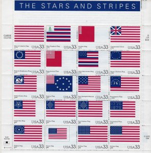 US #3403 2000 STARS AND STRIPES- PANE OF 20 33 CENT STAMPS-MINT NEVER HINGED