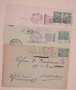 NETHERLANDS FLAG CANCELS 3 DIFF. 1905-1907