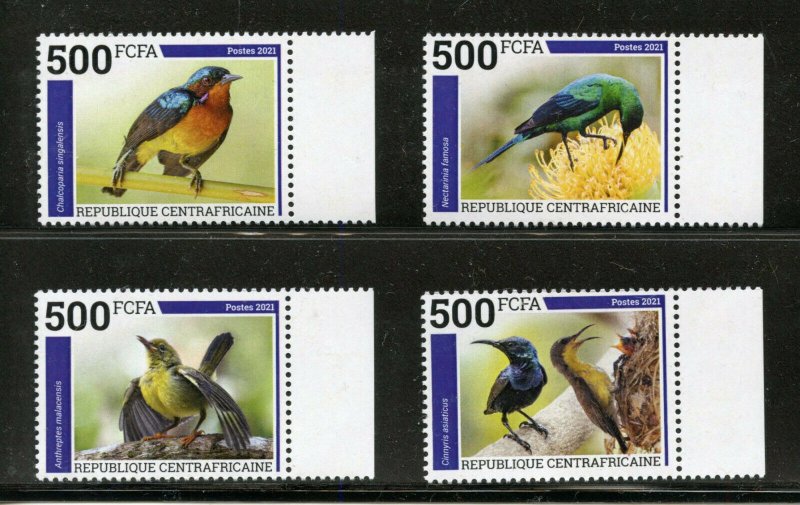 CENTRAL AFRICA  2021  BEE-EATERS SET MINT NEVER HINGED