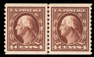 MOMEN US STAMPS #446 LINE PAIR MINT OG LH PSE GRADED CERT SUP-98 LOT #89386