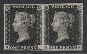 SG 2 1d black plate 5 horizontal pair lettered KJ-KK. Lightly mounted mint... 