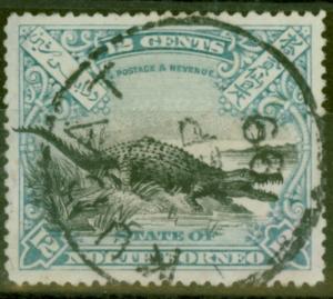 North Borneo 1897 12c Black & Dull Blue SG106b P.15 V.F.U