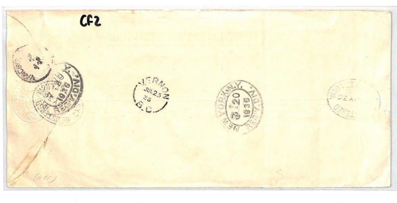 ST. LUCIA Cover 1935 3d BLOCK{4} Registered Official VERNON Canada WATERFALL CF2