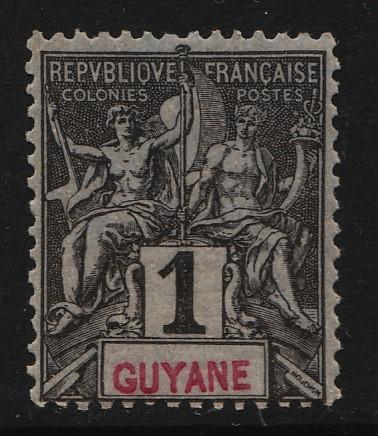 French Guiana 1892/1904 Navigation & Commerce 1c (1/19) UNUSED