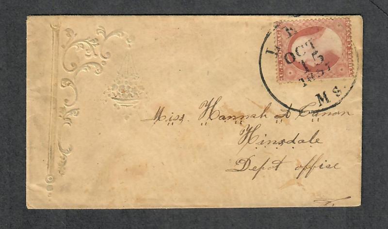 US Sc#25a Claret Oct 15 1857 CDS Ladies Cover, Cv. $1100