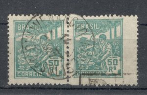 BRAZIL - USED PAIR, 50 Rs - ERROR - INCORECT PERFORATION RIGHT STAMP