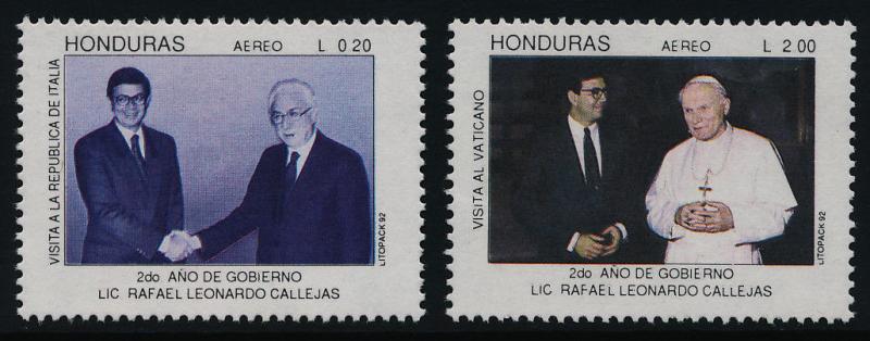 Honduras C845-6 MNH Pope John Paul II, President Rafael Leonardo Callejas