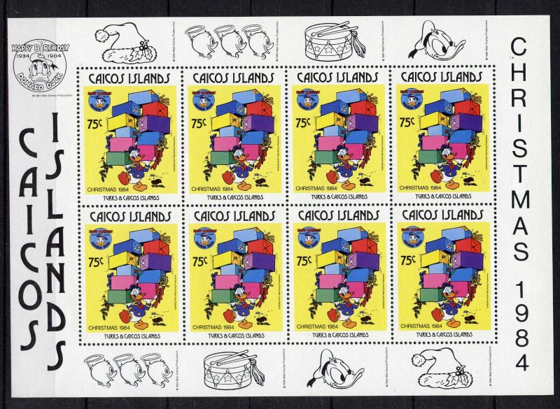 Caicos Islands 57 MNH Sheet, Disney, Christmas