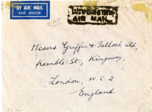 Thailand Early Flown Cover To London Various Markings