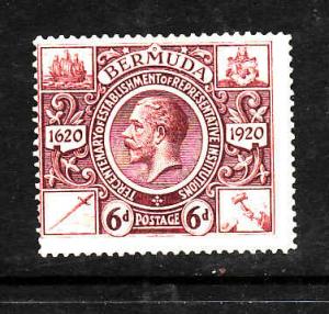 Bermuda-Sc #78-unused,hinged-6p claret KGV-1921-