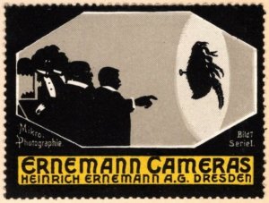 Vintage Germany Poster Stamp Ernemann Cameras Heinrich Ernemann A.G. Dresden