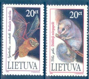 Lithuania 1994 Red Book Animals Mouse Bats set of 2  MNH